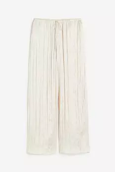 Брюки H&M Wide-cut Pull-on, светло-бежевый