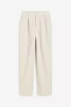 Брюки H&M Wide-leg Corduroy, светло-бежевый