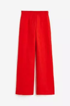 Брюки H&M Wide-leg Linen-blend, красный