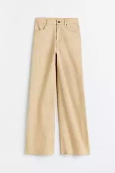 Брюки H&M Wide-leg Twill, бежевый