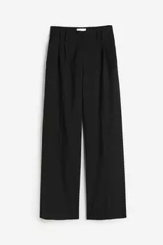 Брюки H&M Wide-leg Twill, черный