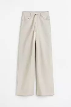 Брюки H&M Wide-leg Twill, серо-коричневый