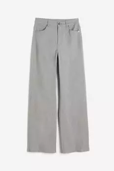 Брюки H&M Wide-leg Twill, светло-серый