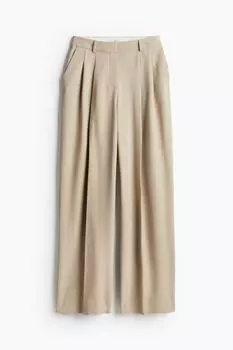 Брюки H&M Wide-leg Wool-blend, светло-бежевый