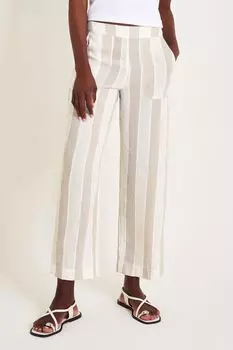 Брюки Harley с полосками из смесового льна Monsoon, бежевый