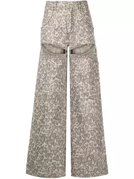 Брюки Heart с леопардовым принтом AREA, коричневый