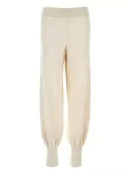 Брюки Heberis с манжетами и поясом в рубчик MAX MARA, нейтральный