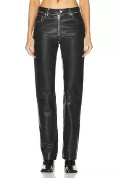 Брюки Helmut Lang Leather 5 Pocket Vintage, черный