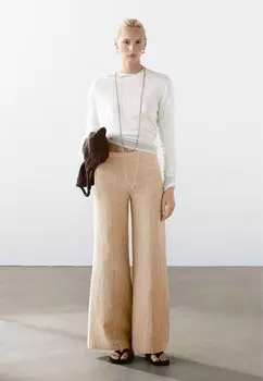 Брюки HIGH-WAIST WIDE Massimo Dutti, бежевый