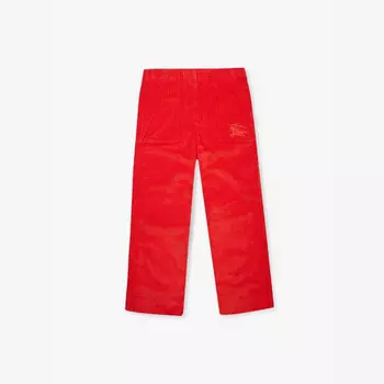 Брюки хлопковые с фирменной вышивкой Orla 4-14 лет Burberry, красный
