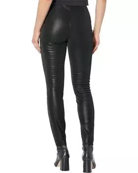 Брюки HUE Matte Leatherette Straight Leg Leggings, черный