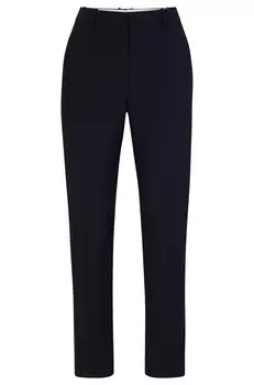 Брюки Hugo Boss Cropped Regular-fit Trousers In Wool, темно-синий