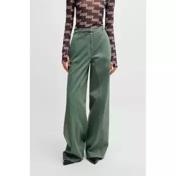 Брюки HUGO Hansana 1 10267214 01 Regular Fit, зеленый