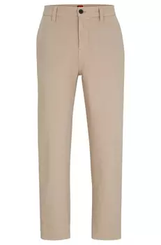 Брюки Hugo Tapered-fit In Cotton Gabardine, бежевый
