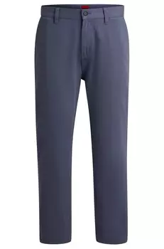 Брюки Hugo Tapered-fit In Cotton Gabardine, светло-синий