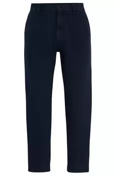 Брюки Hugo Tapered-fit In Cotton Gabardine, темно-синий