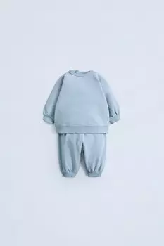 Брюки и толстовка jogger co ord ZARA, светло-голубой