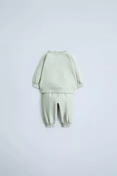 Брюки и толстовка jogger co ord ZARA, светло-зеленый