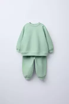 Брюки и толстовка jogger co ord ZARA, средне-зеленый