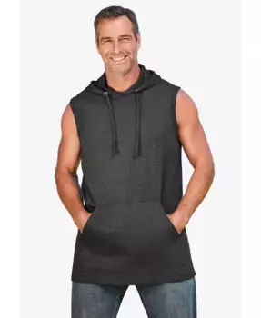 Брюки и верхняя одежда большого размера: облегченная худи-футболка Muscle Hoodie Tee KingSize, черный