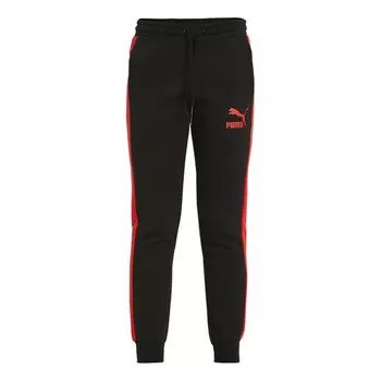 Брюки iconic t7 logo printed sweatpants men's black Puma, черный