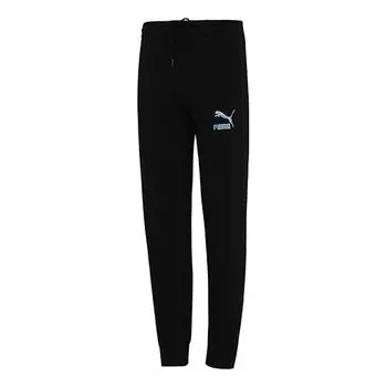 Брюки iconic t7 logo printing bundle feet sports pants black Puma, черный