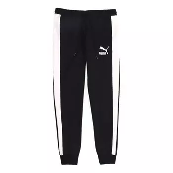 Брюки iconic t7 track pants 'black white' Puma, черный