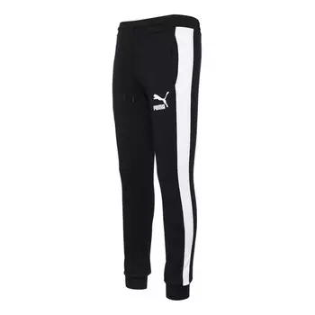 Брюки iconic t7 track pants 'black white' Puma, черный
