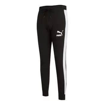 Брюки iconic t7 track pants 'black white' Puma, черный