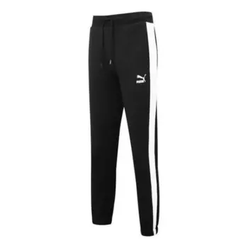 Брюки iconic t7 track pants 'black white' Puma, черный