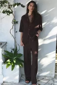 Брюки, имитирующие вязание крючком H&M, коричневый