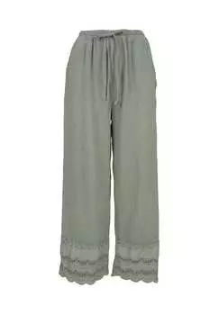 Брюки Ines Muslin с вышивкой люверсами и эластичным поясом Seasons Of April, хаки