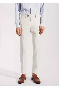 Брюки из 100% льна Mango, экрю