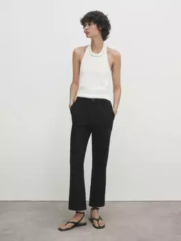 Брюки из 100% льна. Massimo Dutti, черный