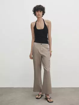 Брюки из 100% льна. Massimo Dutti, серо-коричневый