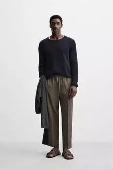 Брюки из 100% льна ZARA, цвет Brown/Taupe