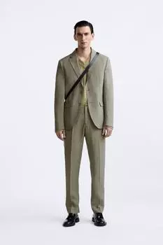 Брюки из 100% льна ZARA, хаки