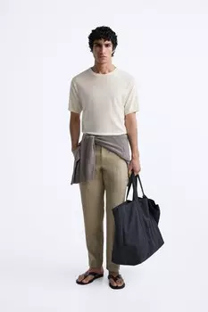 Брюки из 100% льна ZARA, кэмел