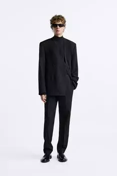 Брюки из 100% шерсти ZARA, черный