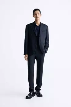 Брюки из 100% шерсти ZARA, синий