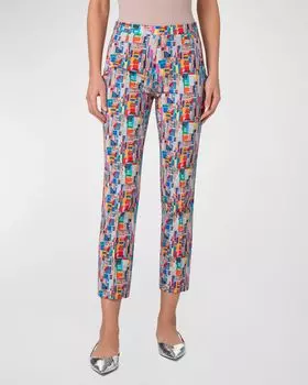 Брюки из эластичного денима Franca NYC Paper Collage Akris punto, цвет Multicolor