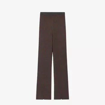 Брюки из эластичной шерсти в полоску с высокой посадкой и расклешенными штанинами Claudie Pierlot, цвет divers