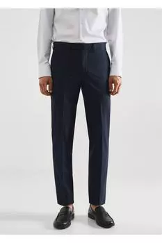 Брюки из эластичной ткани, облегающие брюки с рисунком Mango, темно-синий