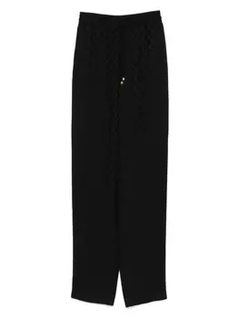 Брюки из атласа с ромбовидным жаккардом Elisabetta Franchi, черный