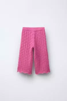 Брюки из ажурного трикотажа ZARA, цвет Fuchsia