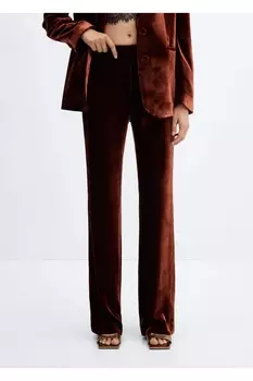 Брюки из бархатной ткани Mango, оранжевый