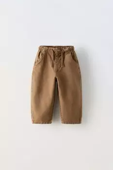 Брюки из большой панели olita с затяжками ZARA, коричневый