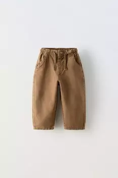 Брюки из большой панели olita с затяжками ZARA, коричневый