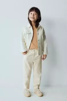 Брюки из бумажного пакета ZARA, экрю