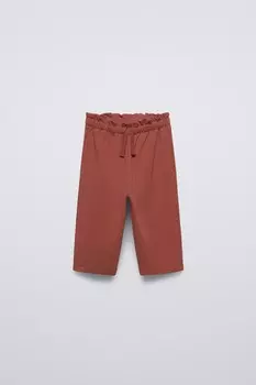 Брюки из бумажного пакета ZARA, цвет clay